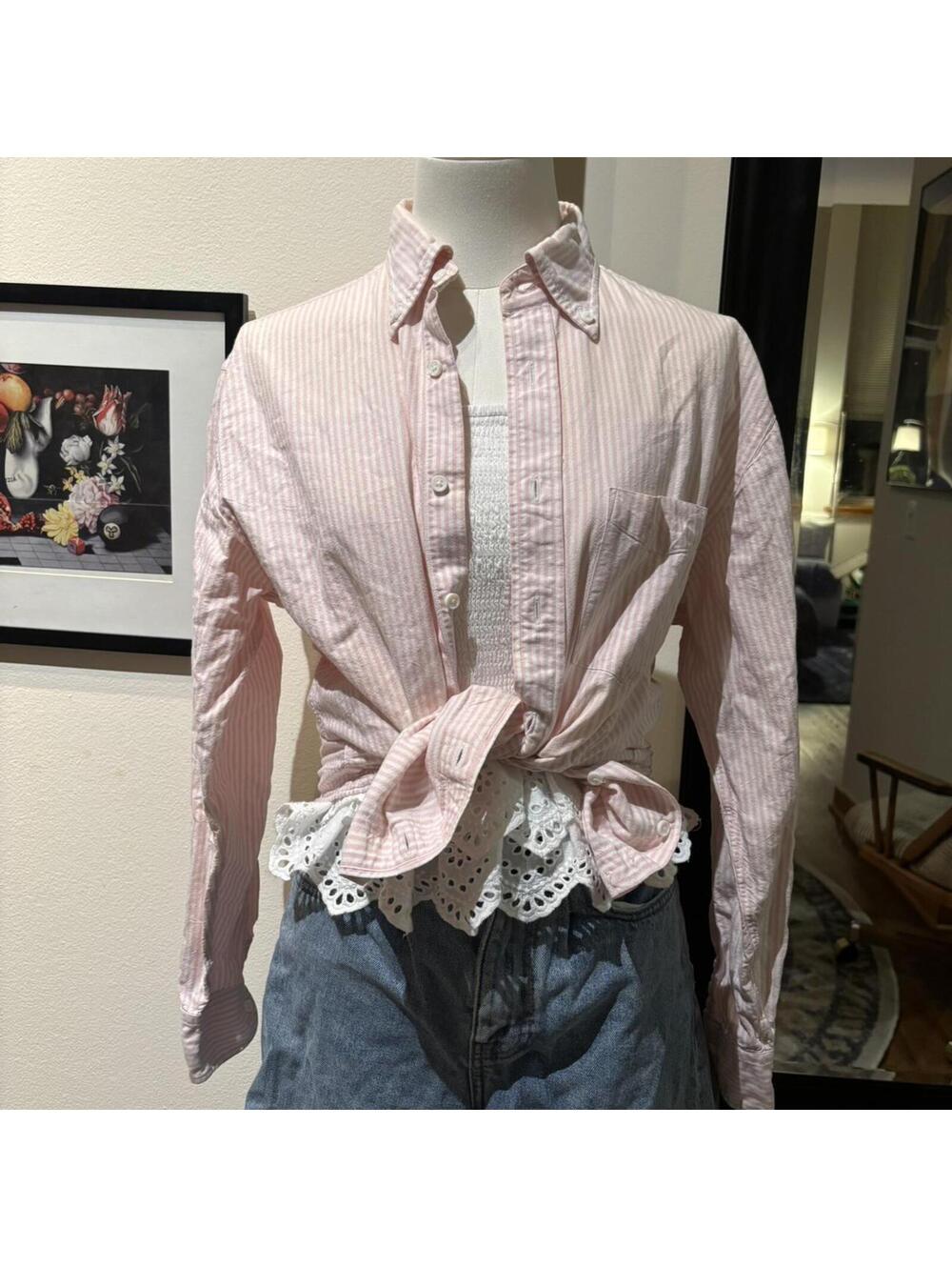 Spier & Mackay Pink Stripe Button Up Shirt 100% Cotton Preppy Old Money XS